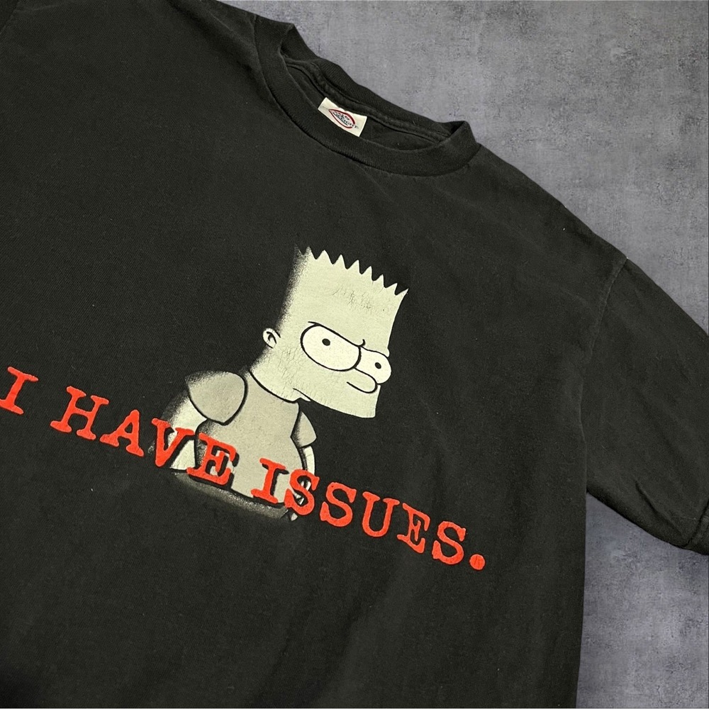 Y2K Bart Simpson I Have Issues T-Shirt Medium - Picture 2 of 4